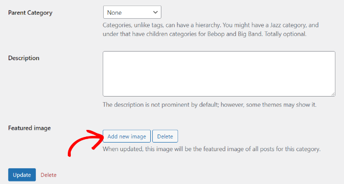 Aggiungi un'immagine in evidenza a una categoria esistente