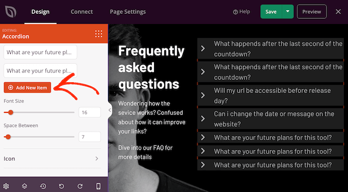 Fragen und Antworten zu einem Seitenlayout hinzufügen