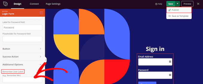 Șterge textul „Ține-mă minte” și publică