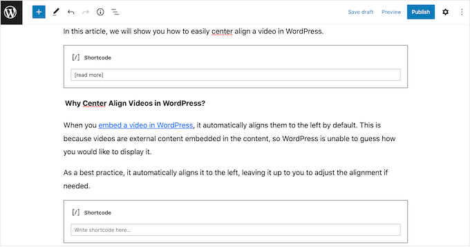 Versteckten Text in einem WordPress-Shortcode umschließen