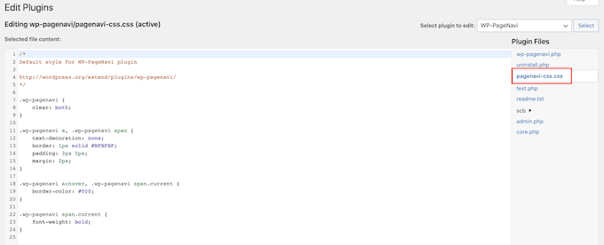 The WordPress plugin editor The WordPress plugin editor