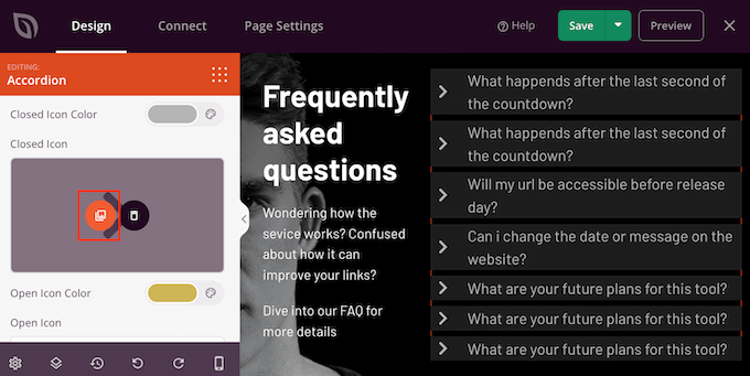 Starten der Icon-Bibliothek von SeedProd