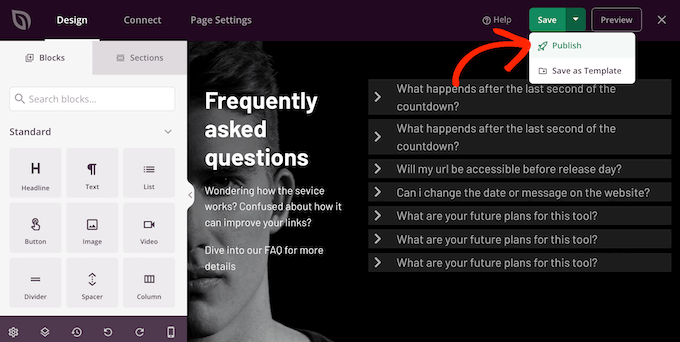 Veröffentlichen eines benutzerdefinierten Seitenlayouts in WordPress