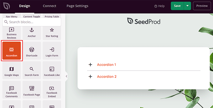 Add the accordion block in the page builder Add the accordion block in the page builder