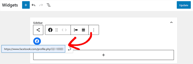 Adăugați URL-ul Facebook în opțiunea Enter Address