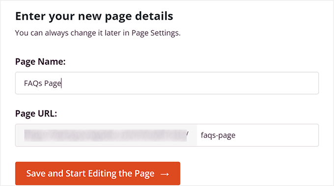 Add a name for the FAQs page Add a name for the FAQs page