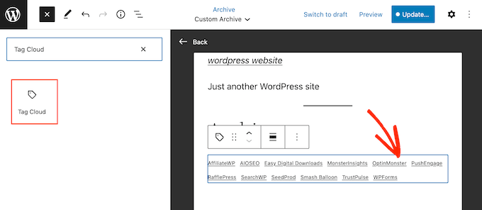 Adding a tag cloud to the archive page Adding a tag cloud to the archive page