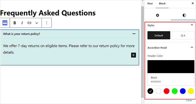 Customize accordions Customize accordions