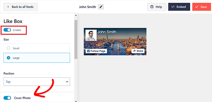 Comutați comutatorul pentru a activa Caseta de aprecieri