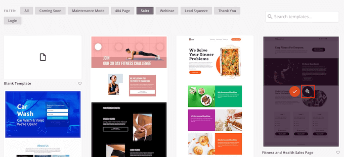 Previewing a SeedProd template Previewing a SeedProd template