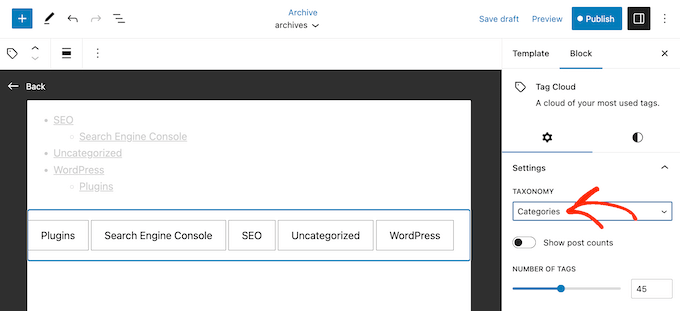 Showing categories in a tag cloud Showing categories in a tag cloud