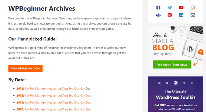 The WPBeginner custom archive The WPBeginner custom archive