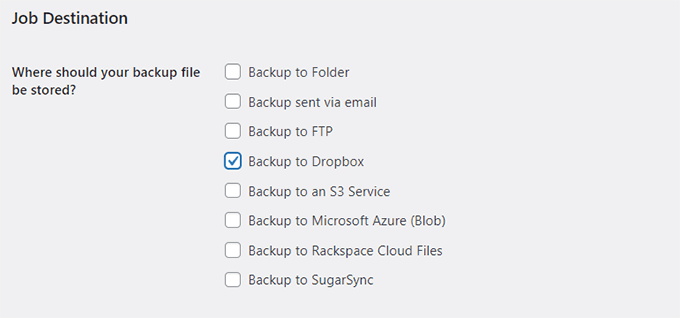 Backup destination Backup destination