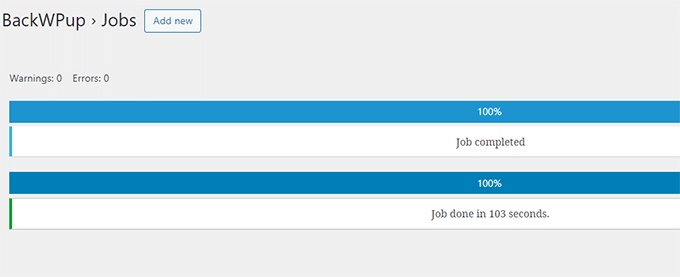 Backup complete Backup complete