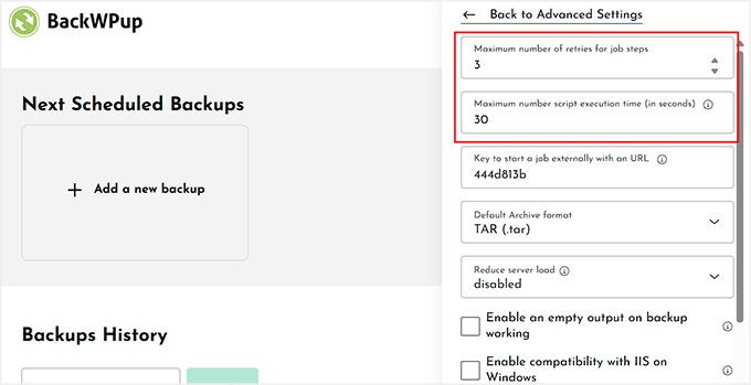 BackWPupでジョブステップの最大再試行回数を変更する