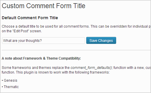 Changing comment form title in WordPress Changing comment form title in WordPress