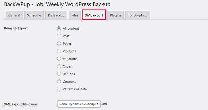 Export XML Export XML