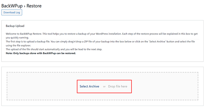 BackWPupでサイトを復元する