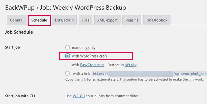 Start schedule Start schedule