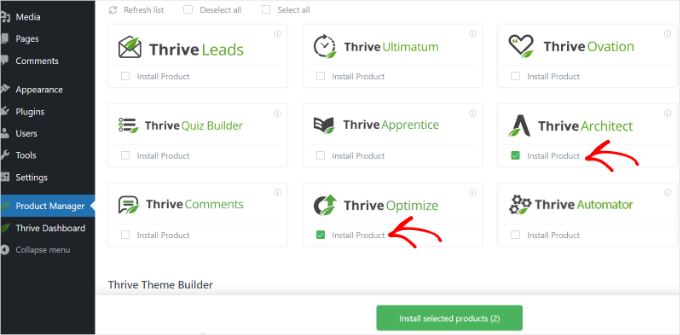 Install thrive optimize and thrive architect Install thrive optimize and thrive architect