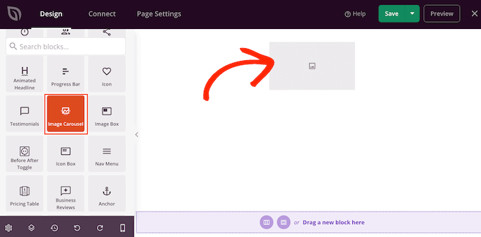 Adding the Image Carousel block to a landing page design Adding the Image Carousel block to a landing page design