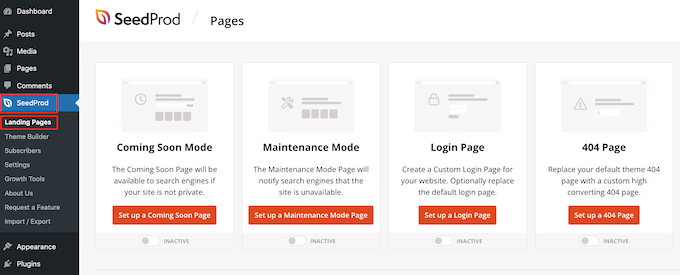 Choosing a page template for a landing page Choosing a page template for a landing page
