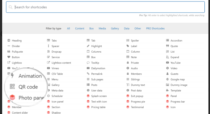 Select QR code shortcode Select QR code shortcode