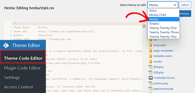 Choose theme to edit Choose theme to edit