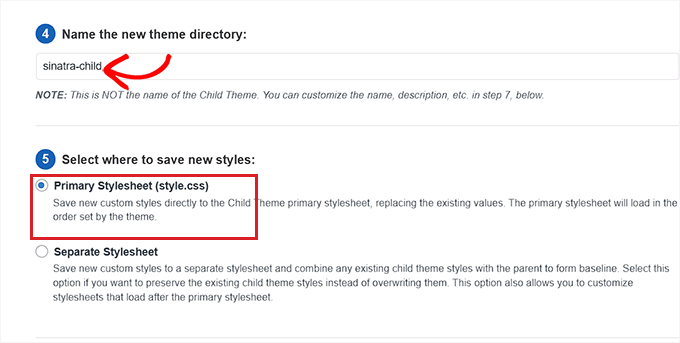 Configure child theme settings Configure child theme settings