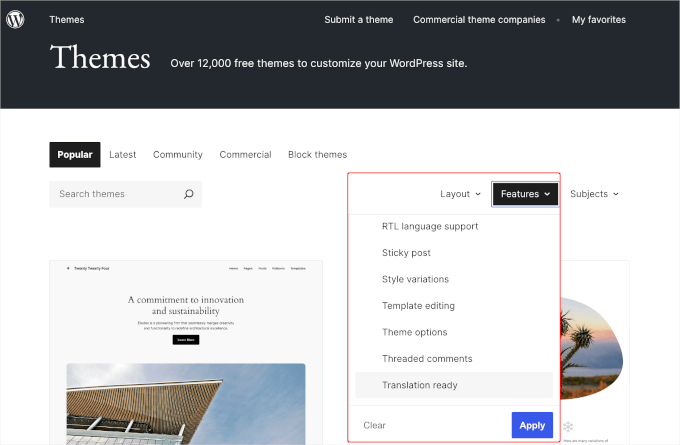 Opțiunea gata pentru traducere