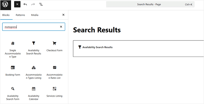 Add availability search results block