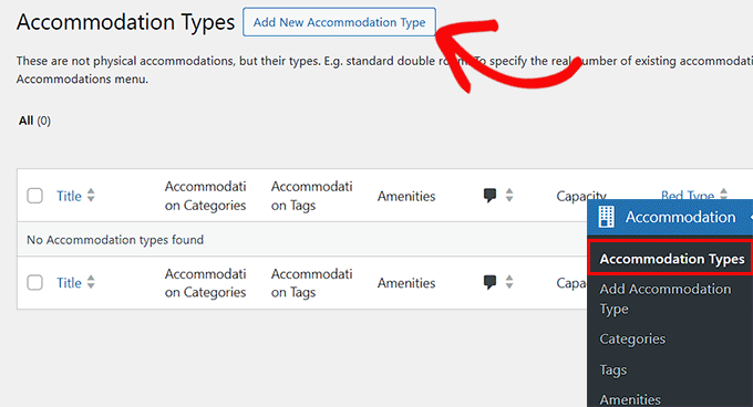 Click Add New Accommodation Type button