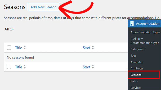 Click the Add New Season Button