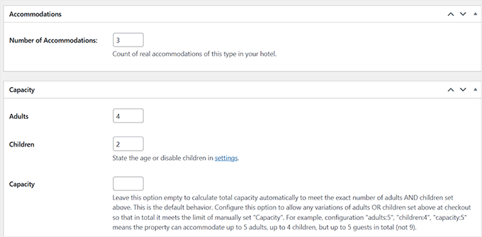 Configure Accommodation capacity