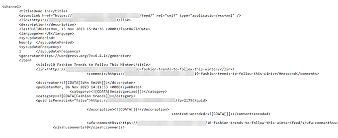 Custom RSS feed preview Custom RSS feed preview
