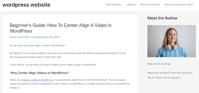 An example of a custom author bio widget, created using a free WordPress plugin An example of a custom author bio widget, created using a free WordPress plugin