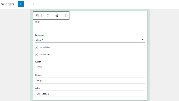Edit map widget settings Edit map widget settings