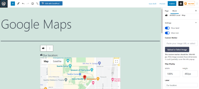 Edit your map in WordPress Edit your map in WordPress