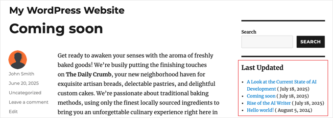 Last Updated Posts Example Last Updated Posts Example