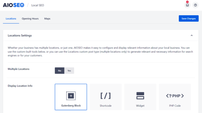 Location tab under local SEO Location tab under local SEO