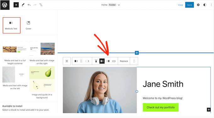 The Media & Text WordPress block The Media & Text WordPress block
