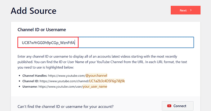Add your YouTube channel ID Add your YouTube channel ID