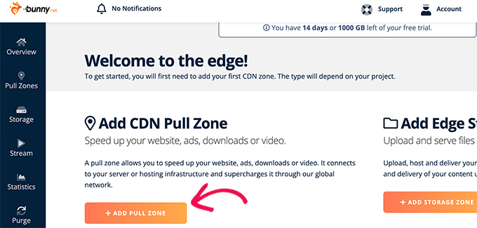 Bunny CDN dashboard Bunny CDN dashboard
