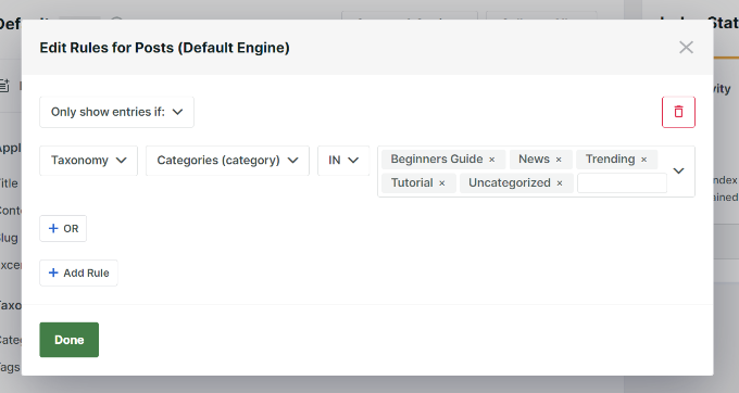 Editare reguli de căutare Editare reguli de căutare