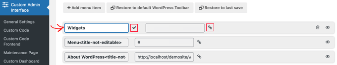 Titel für das neue benutzerdefinierte Menüelement hinzufügen