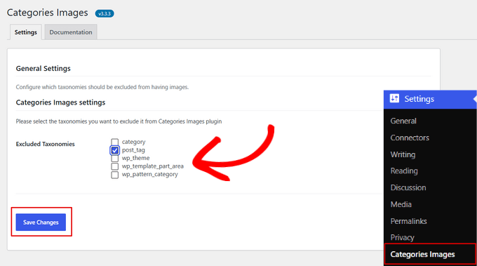 Excluir ciertas taxonomías en el plugin Categories Images