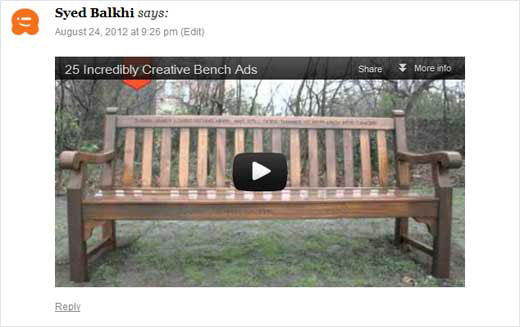 Enable YouTube video embeds in WordPress comments