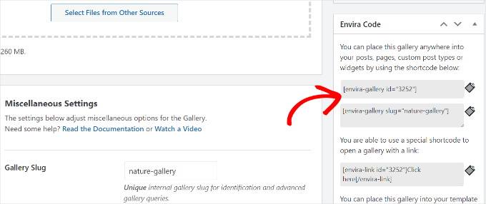 Copy image gallery shortcodes Copy image gallery shortcodes