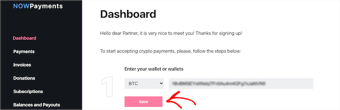 Enter cryptocurrency wallet Enter cryptocurrency wallet