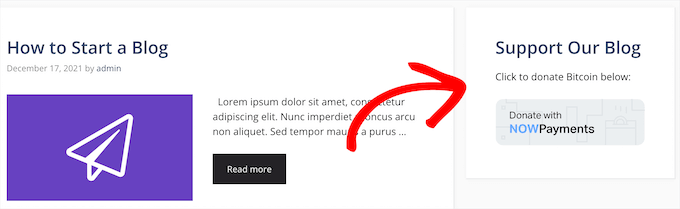 Sidebar Bitcoin donation button example Sidebar Bitcoin donation button example